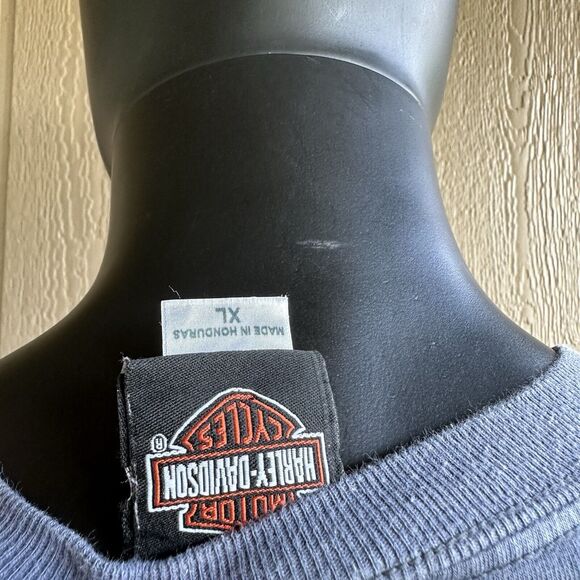 Harley Davidson Shirt Men XL Blue American Flag Eagle Franklin TN Motorcycle Y2K - Picture 5 of 6